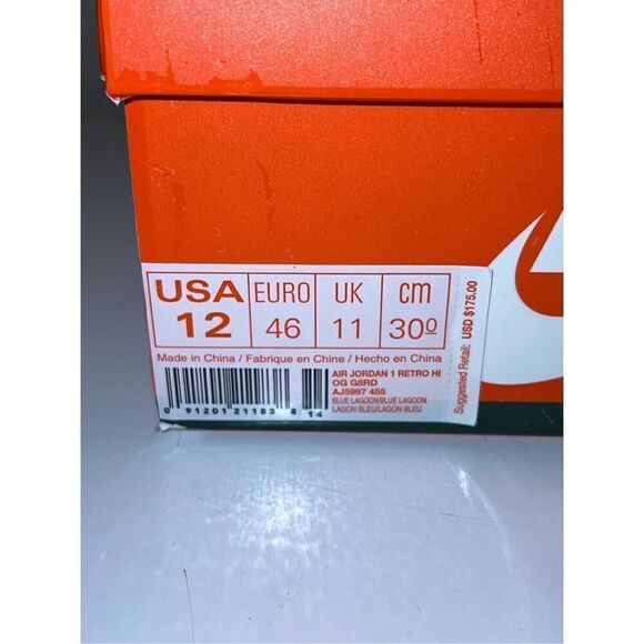 Nike Air Jordan 1 Retro Gatorade Blue Lagoon Basketball Shoes Trainer Mens 12 WI - Picture 8 of 8